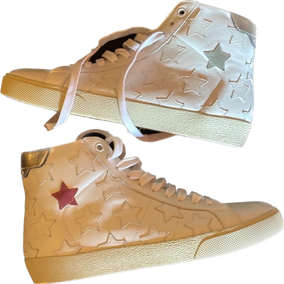 NWOT 💯 Authentic YSL Star patch high top sneakers - Picture 2 of 10